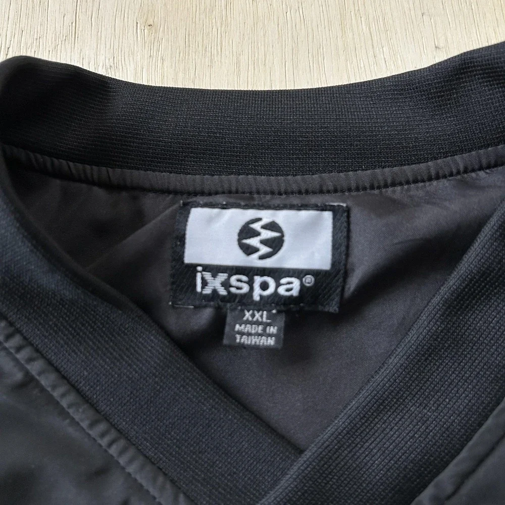 IXSPA Windbreaker Jacket Mens 2XL Black V-Neck Pullover Lightweight Athletic